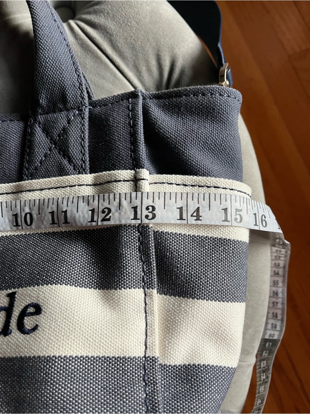 kate spade Navy and Cream Striped Canvas Tote Crossbody - Picture 9 of 17